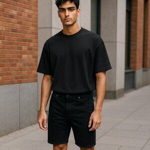 asos DESIGN Men Black Jean Shorts W30"